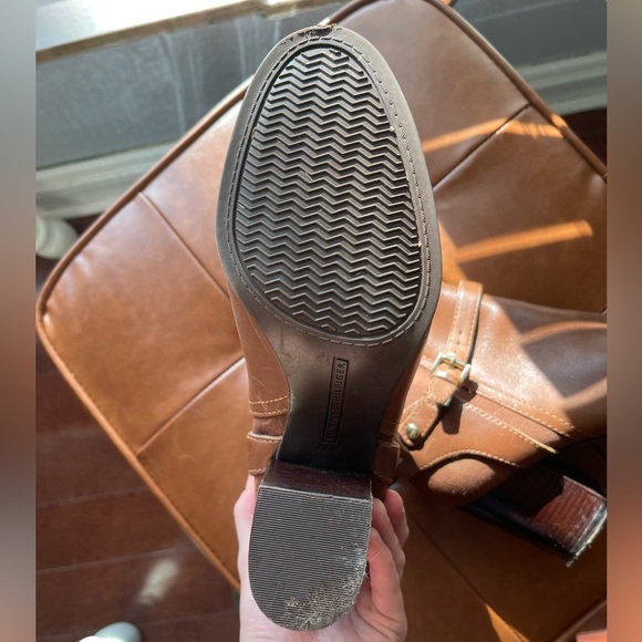 Tommy Hilfiger Ankle Boots Size 8.5 Brown Faux Leather Heel Booties - Picture 8 of 9